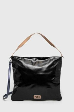 Torbica Nobo črna barva - črna. Velika nakupovalna torbica iz kolekcije Nobo. na zapenjanje