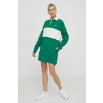 Bombažna obleka Polo Ralph Lauren zelena barva - zelena. Obleka iz kolekcije Polo Ralph Lauren. Model izdelan iz vzorčaste pletenine. Model iz izjemno udobne bombažne tkanine.