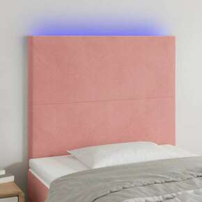 Vidaxl LED posteljno vzglavje roza 100x5x118/128 cm žamet