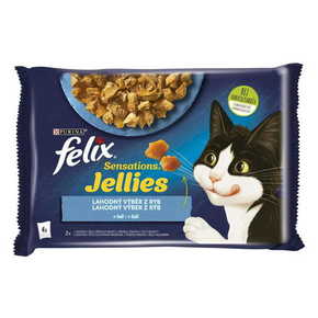 Felix hrana za mačke Sensations Jellies z govedino in piščancem v okusnem želeju