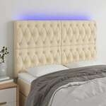 Greatstore LED posteljno vzglavje krem 160x7x118/128 cm blago