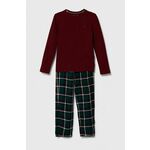Otroška pižama Tommy Hilfiger rdeča barva - rdeča. Otroški pižama iz kolekcije Tommy Hilfiger. Model izdelan iz kombinacije gladkega in vzorčastega materiala. Tanek, gosto pleten material.