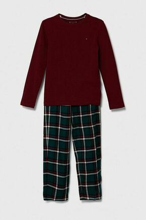 Otroška pižama Tommy Hilfiger rdeča barva - rdeča. Otroški pižama iz kolekcije Tommy Hilfiger. Model izdelan iz kombinacije gladkega in vzorčastega materiala. Tanek