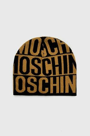Kapa Moschino - rumena. Kapa iz kolekcije Moschino. Model izdelan iz vzorčaste pletenine.