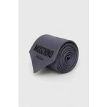 Kravata Moschino siva barva - siva. Kravata iz kolekcije Moschino. Model izdelan iz enobarvne, svilene tkanine.