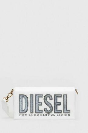 Usnjena torbica Diesel bela barva - bela. Majhna torbica iz kolekcije Diesel. Model na zapenjanje