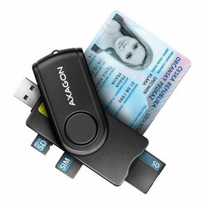 AXAGON Žepni bralnik pametnih kartic USB-C (eCitizen) / SD
