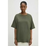 Bombažna kratka majica Answear Lab ženski, zelena barva - zelena. Kratka majica iz kolekcije Answear Lab, izdelana iz enobarvne pletenine. Model iz izjemno udobne bombažne tkanine.