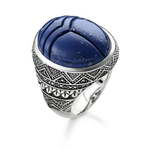 Thomas Sabo Prstan "modre zareze" , TR2205-534-1-62, Sterling Silver, 925 Sterling srebro, zatemnjeno, simulirano lapis lazuli, cirkonija črna