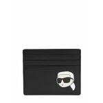 Usnjen etui za kartice Karl Lagerfeld črna barva - črna. Etui za kartice iz kolekcije Karl Lagerfeld. Model izdelan iz naravnega usnja.