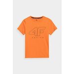 Otroška kratka majica 4F oranžna barva - oranžna. Otroške kratka majica iz kolekcije 4F. Model izdelan iz tanke, rahlo elastične pletenine.