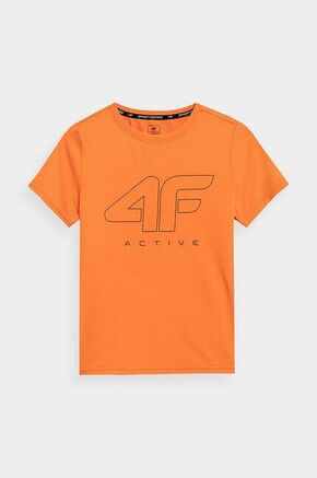 Otroška kratka majica 4F oranžna barva - oranžna. Otroške kratka majica iz kolekcije 4F. Model izdelan iz tanke