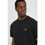 Bombažna kratka majica Lacoste moški, črna barva - črna. Kratka majica iz kolekcije Lacoste, izdelana iz elastične pletenine. Model iz zračne bombažne tkanine.
