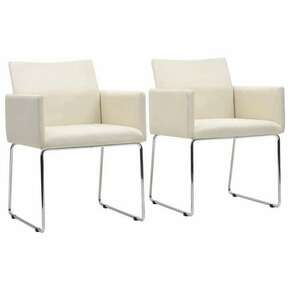 Shumee Jedilni stoli 2 kosa videz platna belo blago