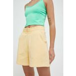 Kratke hlače 4F ženski, rumena barva - rumena. Kratke hlače iz kolekcije 4F, izdelane iz pletenine. Model iz izjemno udobne tkanine z visoko vsebnostjo bombaža.
