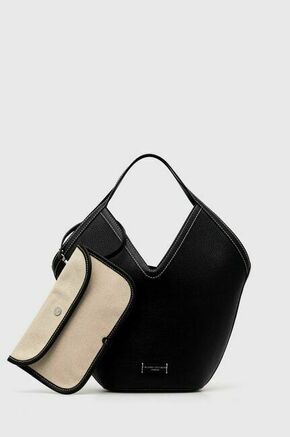 Usnjena torbica Gianni Chiarini črna barva - črna. Srednje velika torbica iz kolekcije Gianni Chiarini. Model brez zapenjanja