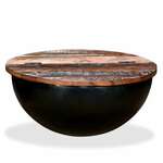 vidaXL Klubska mizica iz trdnega predelanega lesa črna oblika sklede