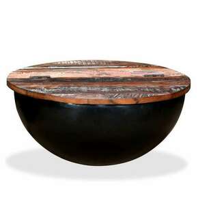 VidaXL Klubska mizica iz trdnega predelanega lesa črna oblika sklede