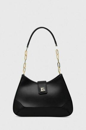 Usnjena torbica Luisa Spagnoli črna barva - črna. Majhna torbica iz kolekcije Luisa Spagnoli. Model na zapenjanje