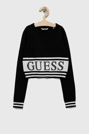 Otroški pulover Guess črna barva - črna. Otroške Pulover iz kolekcije Guess. Model izdelan iz tanke pletenine. Model iz mehke in na otip prijetne tkanine.