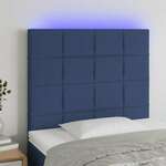 shumee LED posteljno vzglavje modro 100x5x118/128 cm blago