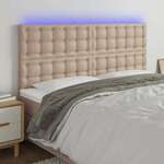 shumee LED posteljno vzglavje kapučino 200x5x118/128 cm umetno usnje