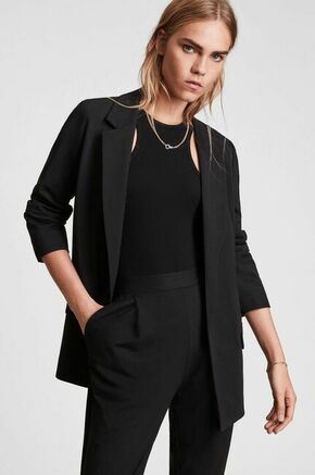 Suknjič AllSaints črna barva - črna. Suknjič iz kolekcije AllSaints. Model izdelan iz enobarvne tkanine.