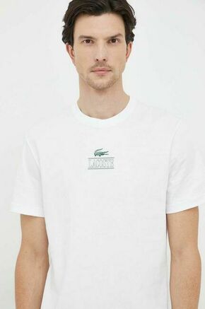 Bombažna kratka majica Lacoste bela barva - bela. Kratka majica iz kolekcije Lacoste