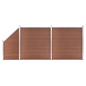 VidaXL WPC ograjni paneli 2 kvadratna + 1 poševni 446x186 cm rjavi