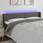 shumee LED posteljno vzglavje sivo 163x16x78/88 cm umetno usnje