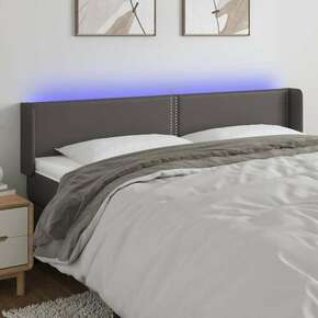 Shumee LED posteljno vzglavje sivo 163x16x78/88 cm umetno usnje