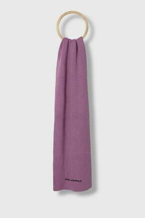 Šal s primesjo volne Karl Lagerfeld vijolična barva - vijolična. Šal iz kolekcije Karl Lagerfeld. Model izdelan iz enobarvne pletenine.