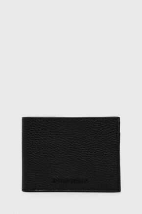 Emporio Armani denarnica in usnjen etui za kartice - črna. Set: denarnica in etui za kartice iz kolekcije Emporio Armani. Model izdelan iz naravnega usnja.