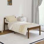 Greatstore Okvir za posteljo, medeno rjava, masivni les, 75x190 cm, enojni