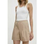 Kratke hlače Answear Lab ženski, bež barva - bež. Kratke hlače iz kolekcije Answear Lab, izdelane iz gladke tkanine. Model iz zračne tkanine z visoko vsebnostjo bombaža.