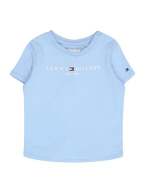 Otroška bombažna kratka majica Tommy Hilfiger - modra. Otroški kratka majica iz kolekcije Tommy Hilfiger. Model izdelan iz pletenine s potiskom.