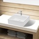 Greatstore Keramičen kopalniški umivalnik z odprtino za pipo bel kvadraten
