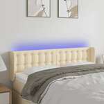 Greatstore LED posteljno vzglavje krem 147x16x78/88 cm blago