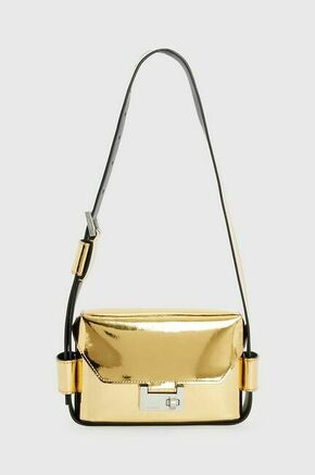 Usnjena torbica AllSaints Frankie zlata barva - zlata. Majhna torbica iz kolekcije AllSaints. Model na zapenjanje