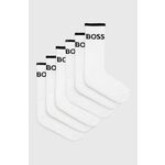 Nogavice BOSS 6-pack moški, bela barva - bela. Visoke nogavice iz kolekcije BOSS. Model izdelan iz elastičnega materiala. V kompletu je šest parov.