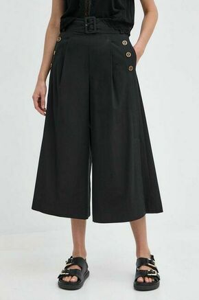 Bombažne hlače Twinset črna barva - črna. Lahkotne hlače iz kolekcije Twinset izdelane iz enobarvne tkanine. Model iz zračne bombažne tkanine.