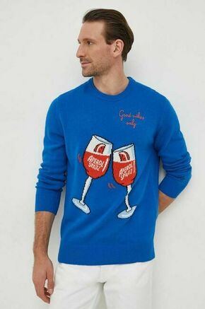 Volnen pulover MC2 Saint Barth moški - modra. Pulover iz kolekcije MC2 Saint Barth. Model z okroglim izrezom
