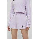 Bombažne kratke hlače OCAY žensko, vijolična barva, - vijolična. Kratke hlače iz kolekcije OCAY. Model izdelan iz enobarvnega materiala.