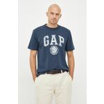 Bombažna kratka majica GAP mornarsko modra barva - mornarsko modra. Lahkotna kratka majica iz kolekcije GAP. Model izdelan iz tanke, elastične pletenine.