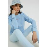 bombažen pulover Tommy Jeans ženska - modra. Mikica iz kolekcije Tommy Jeans. Model izdelan iz tanke, rahlo elastične pletenine.