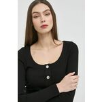 Bluza Guess ženska, črna barva - črna. Bluza iz kolekcije Guess. Model izdelan iz enobarvne pletenine. Ima okrogli izrez.