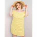 BASIC FEEL GOOD Ženska obleka iz viskoze plus size ANNABEL v rumeno-beli barvi RV-SK-6638.71_364868 XL