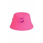 Otroški bombažni klobuk Karl Lagerfeld roza barva - roza. Otroške klobuk iz kolekcije Karl Lagerfeld. Model z ozkim robom, izdelan iz materiala s potiskom.