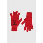 Volnene rokavice Moschino ženski, rdeča barva - rdeča. Rokavice iz kolekcije Moschino. Model izdelan iz volnene pletenine.