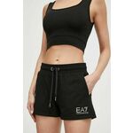 Kratke hlače EA7 Emporio Armani ženski, črna barva - črna. Kratke hlače iz kolekcije EA7 Emporio Armani, izdelane iz tanke, elastične pletenine. Material z optimalno elastičnostjo zagotavlja popolno svobodo gibanja.